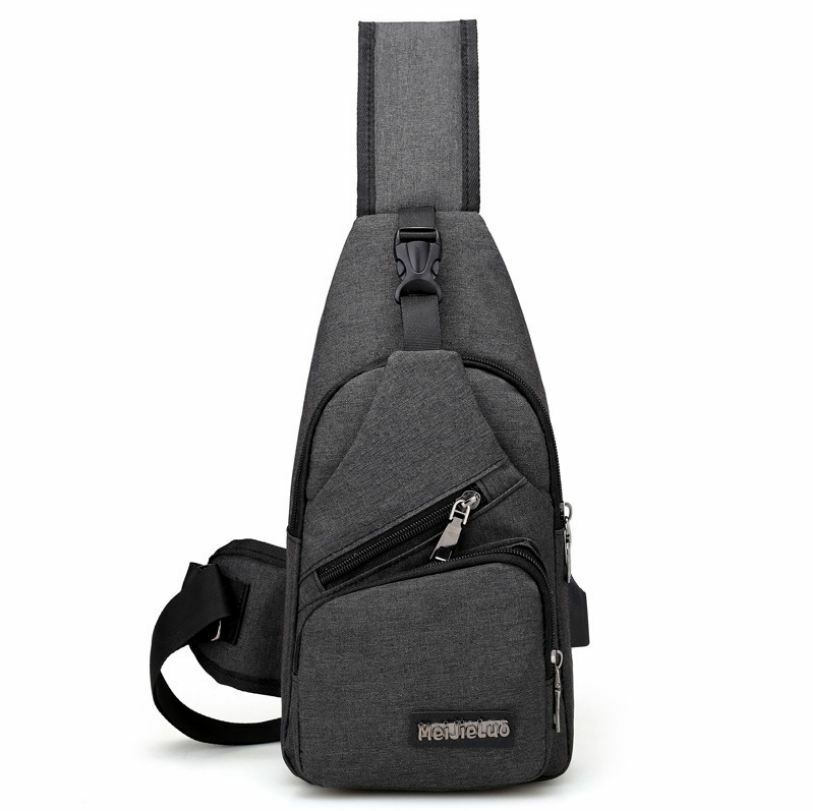 Mannen USB Charger Poort Anti-diefstal Borst Pakken Rugzak Rugzak Schouder Sling Borst Zak: Black