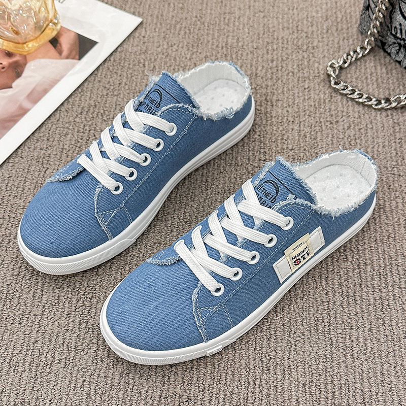 Pantofole di tela da donna, scarpe basse casual, con cordoncini, bianche, per la primavera e l'estate, 2024 zapatos de mujer