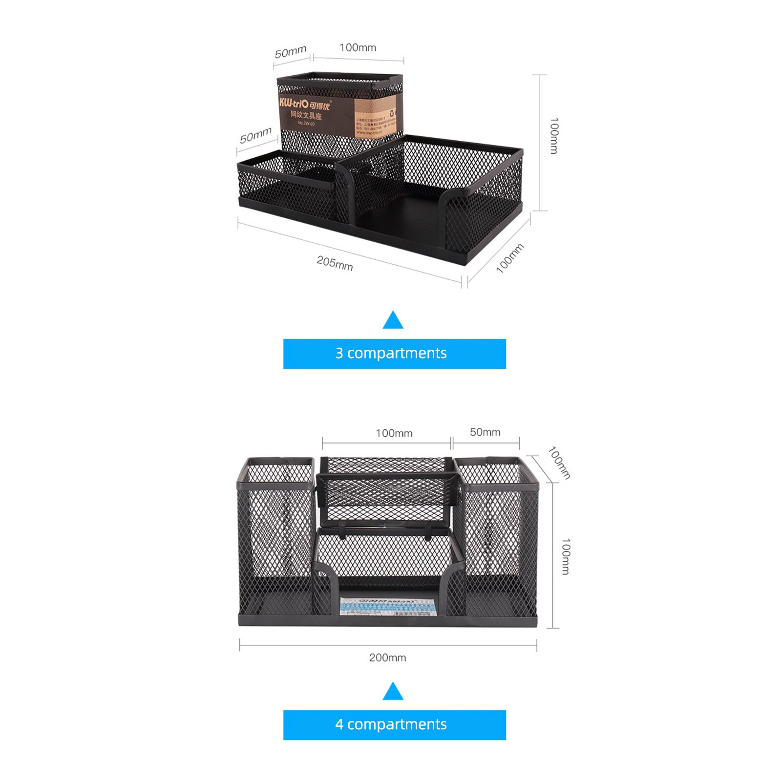 KW-triO Mesh Desk Organizer Office Supplies Pencil Holder and Storage Baskets for Desktop Organizer Ruler Container Modern Home