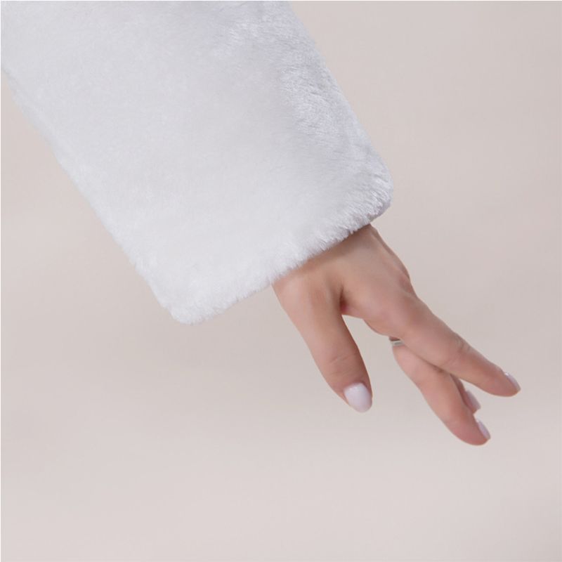 À lacets en fausse fourrure pour femme, châle à manches longues, col à revers, pompon de boule, robe blanche, Pashmina, fête de mariage de mariée