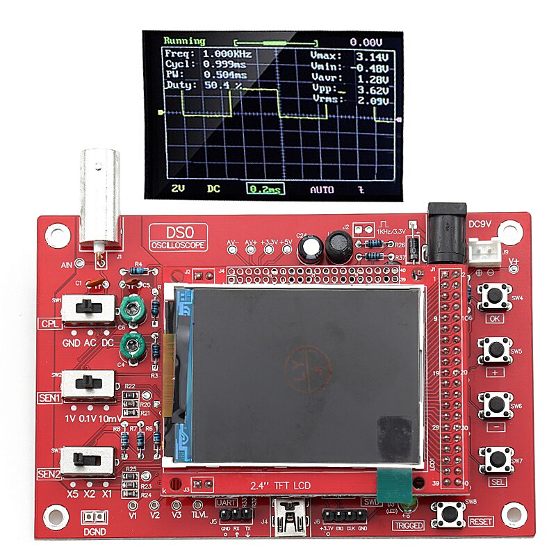 Fully Assembled Digital Oscilloscope 2.4" TFT LCD Display DSO138 Digital Oscilloscope 1Msps+Probe Analog Bandwidth (Welded)