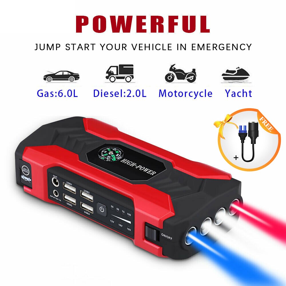 20000mAh 12V Car Jump Starter Portable USB Power Bank Battery Booster Clamp 400A Auto Starting Device Emergency Start Truck Jeep