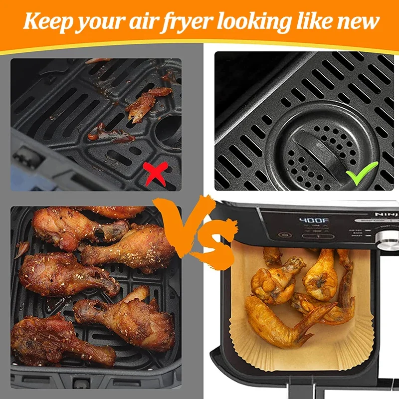 Plateau d'ustensiles de cuisson en papier jetable pour friteuse à Air, tapis antiadhésif, revêtement résistant à l'huile, tampon de Barbecue pour four de cuisine, 50/100 pièces