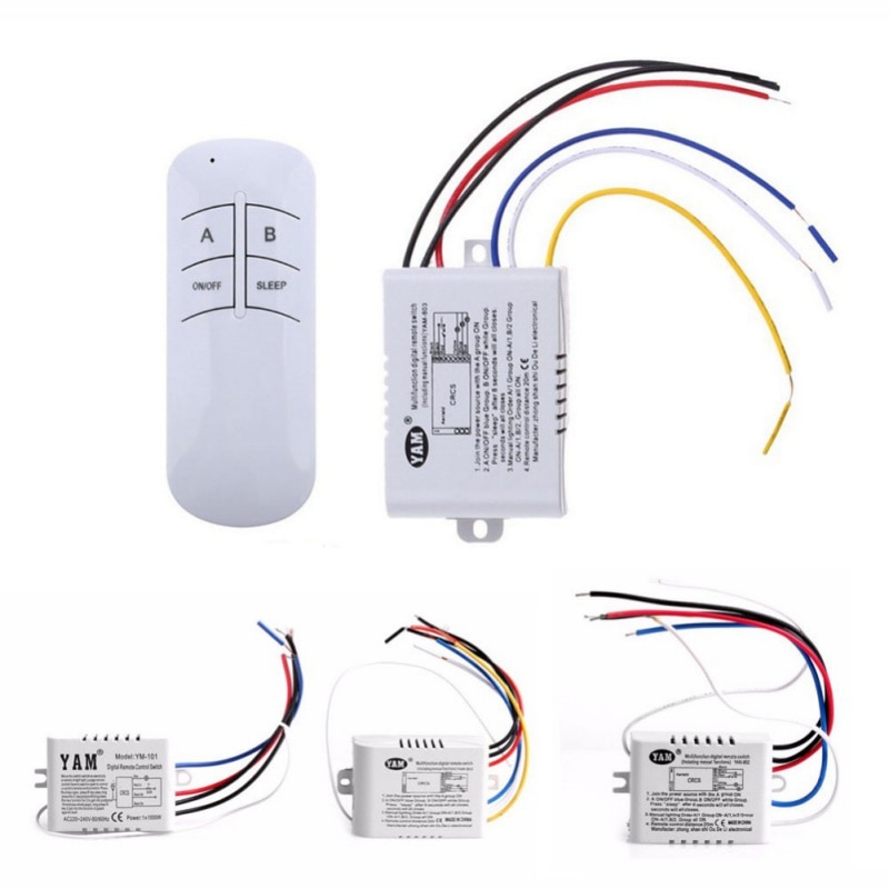 Wireless ON / OFF Lamp Remote Control Switch Receiver Transmitter 220 V 1/2/3 Ways