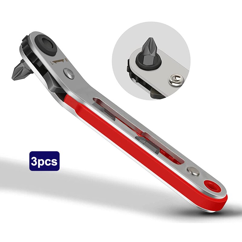 Elbow Head Mini Ratchet Wrench Screwdriver Set 90 Degree Offset Screwdriver Handle 1/4 Inch Drive Right Angle Torque Wrench: 3Pcs