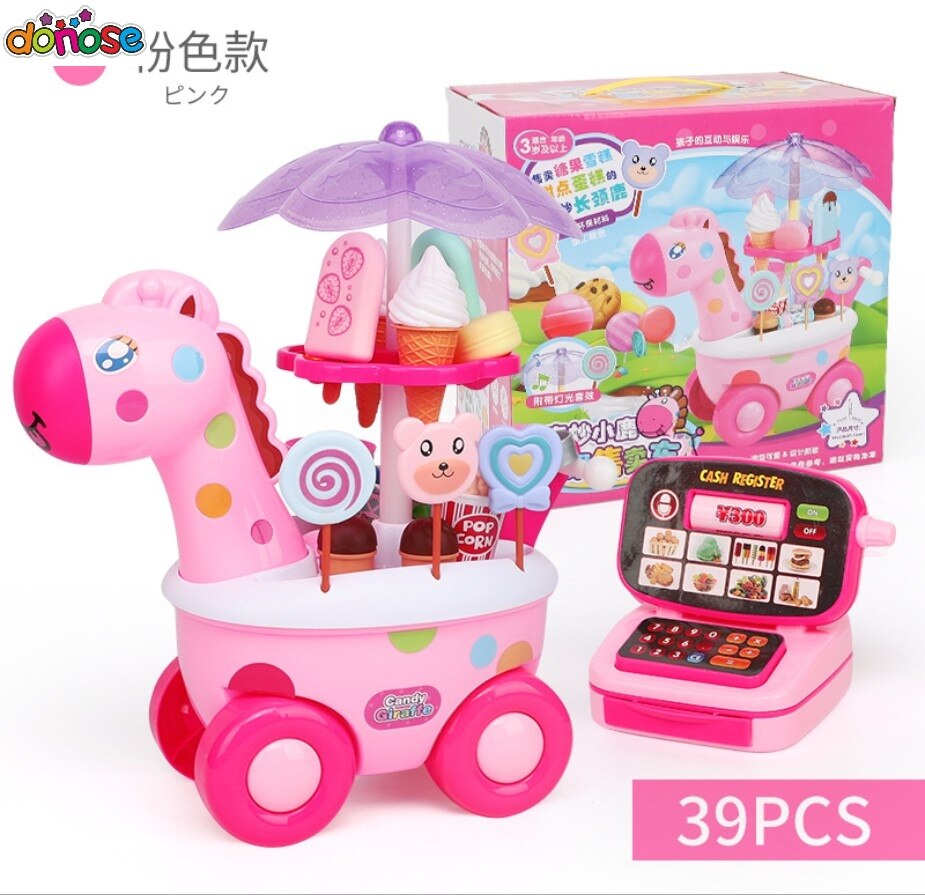 Luce musicale registratore di cassa Simulazione Carrelli Della Ragazza mini caramella Carrello Ghiaccio crema negozio Supermercato Giocattoli per Bambini Giocare Giocattoli Casa