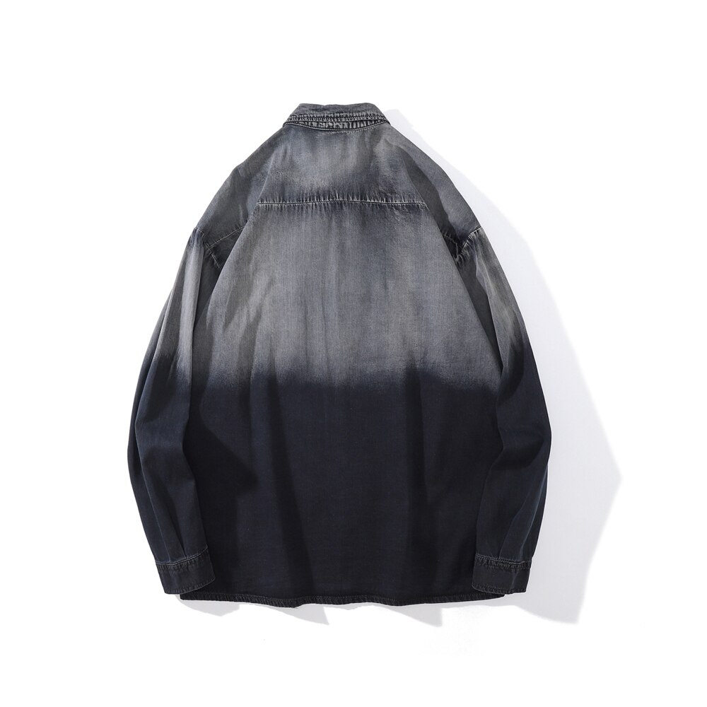 Jean Jacket Streetwear Men Clothing Lightning Graphic Denim Jacket Vintage Clothes Long Sleeve Goth Men Shirts Harajuku Shirt