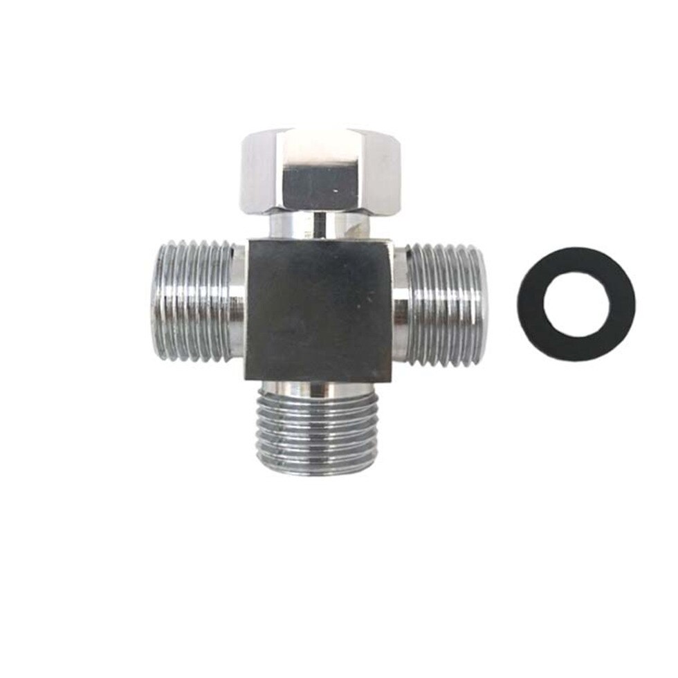 G1/2" Diverter Valve Brass T-adapter Valve 4-way Cross Connector for Angle Valve Handheld Bidet and Sprayer Shower Diverter
