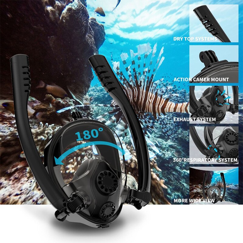 Nurkowanie maska dla dorosłych i dzieci podwodne Anti Fog pełna twarz Snorkeling pływanie nurkowanie maska K2 oddychanie separacja maska do nurkowania