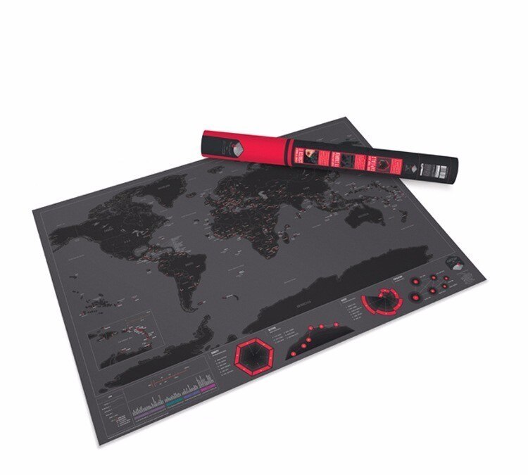 TIPTOP Scratch Map Gold Foil Black Scratch Map Travel World Scratch Off Foil Layer Coating World Map Kawaii School Office Supply