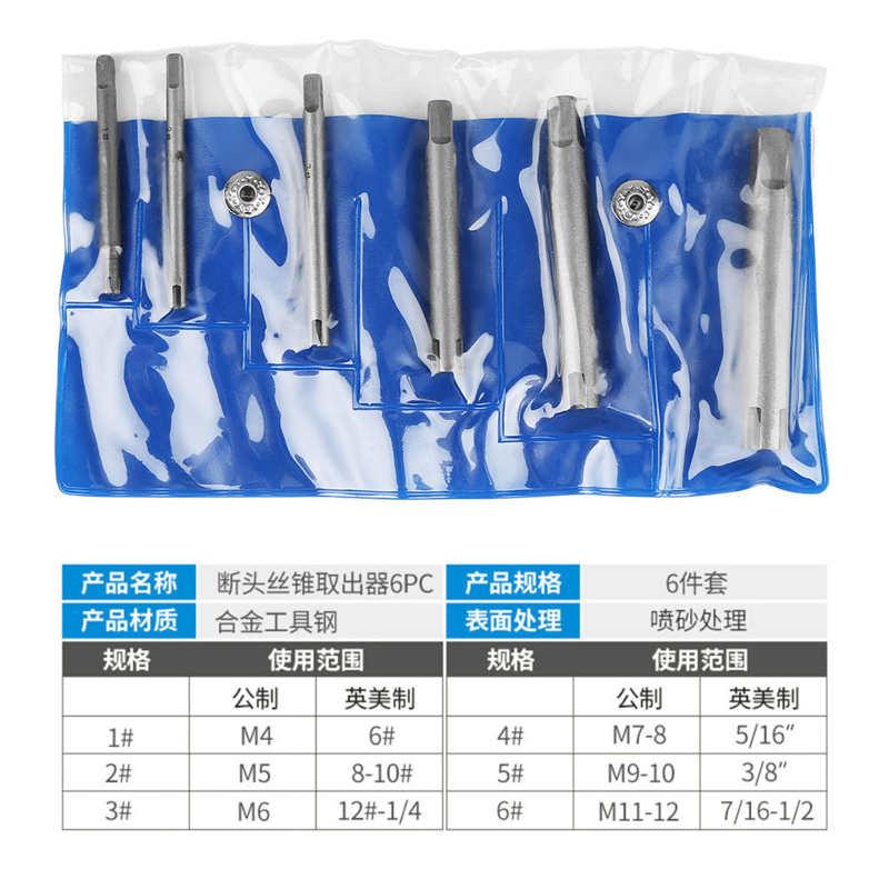 6pcs/9pcs/10pcs Tap Extractor High Speed Steel Broken Head Taps Remover Stripped Screw Tap Extractor Set