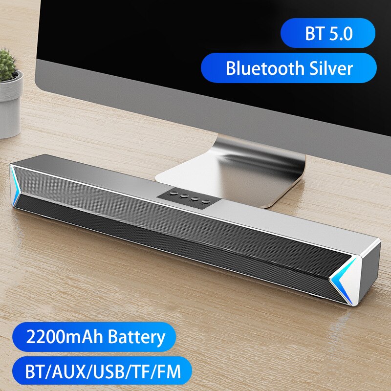 TV Sound Bar AUX USB Wired and Wireless Bluetooth Home Theater FM Radio Surround SoundBar for PC TV Speaker for Computer Phones: s13 Silver Bluetooth