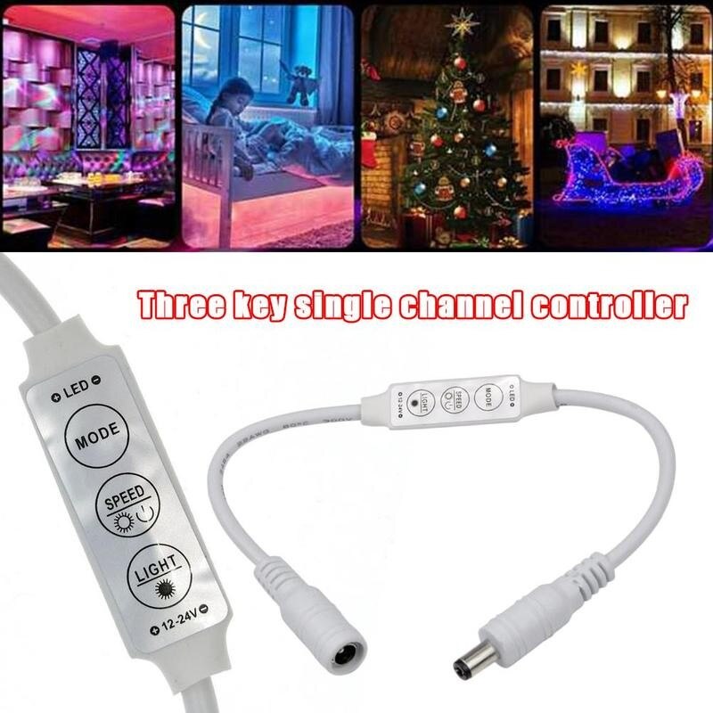 12V 24V DC Inline Switch Dimmer Controller Connector LED Strip Adapter Cable Single Color Led Strip
