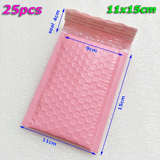 25 stk boble kuvertpose pink boble polymailer selvforseglet postposer polstrede kuverter til bogmagasin foret mailer 11 x 15cm: Default Title