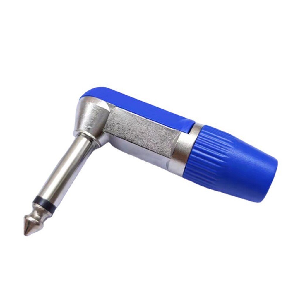 Conector Jack de 6,35mm para altavoz y micrófono, adaptador de Audio para guitarra de ángulo recto de 1/4 pulgadas, 6,35 Mono, 1 ud.