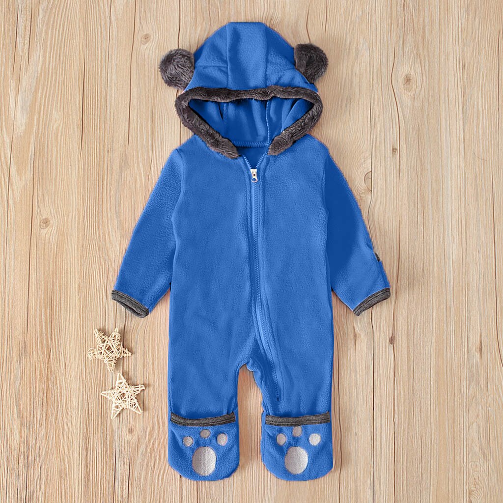 Baby Baby Meisjes Jongens Cartoon Oren Hooded Romper Zip Fleece Kleding Jumpsuit Mode Jongens Moet Hebben Leuke Jumpsuit Dikke Warme xl