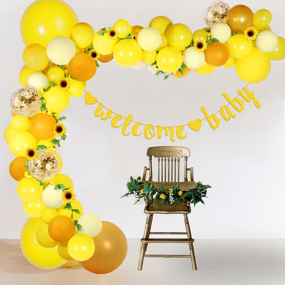 Qifu Zonnebloem Ballon Garland Arch Kit Gele Ballonnen Latex Ballon Verjaardagsfeestje Decoraties Kids Baby Shower Decor Ballonnen