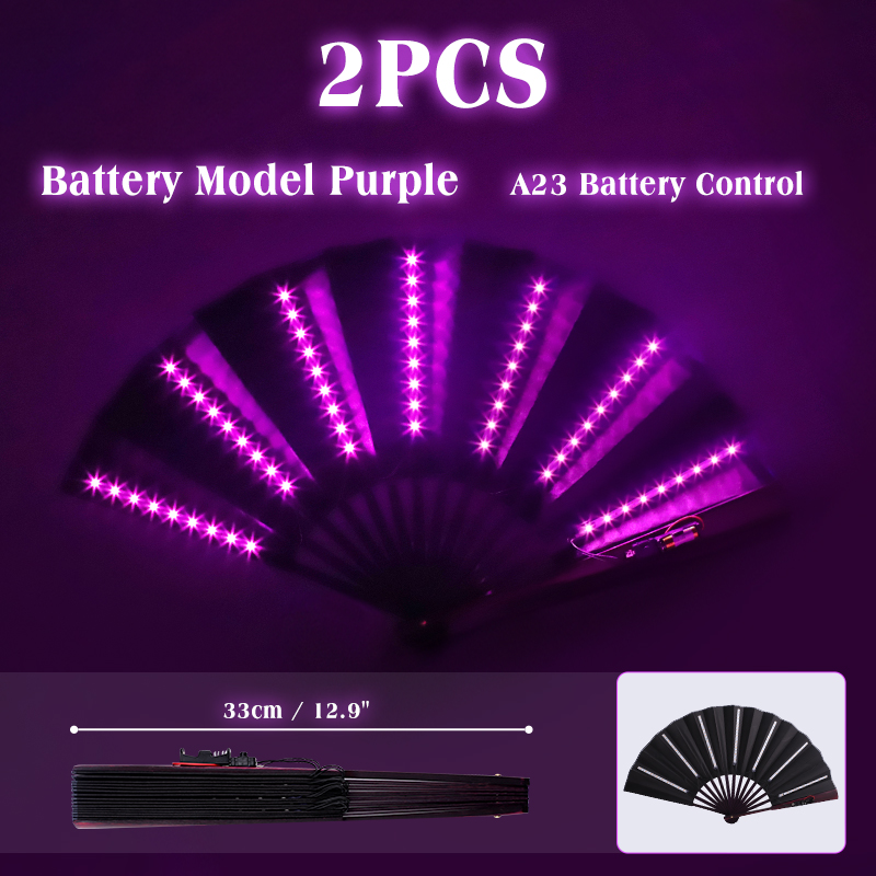 LED brillant pliant ventilateur RGB coloré ventilateur veilleuse spectacle danse lueur accessoire Festival accessoires brillent dans la nuit fournitures de fête: Vert menthe