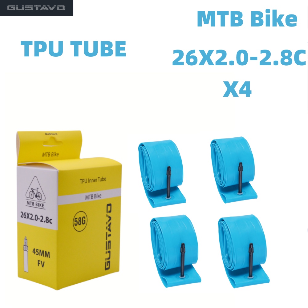 GUSTAVO TPU Ultraleichter MTB-Fahrradschlauch 26/27,5/29 x 1,95–2,8 C Französische Ventillänge 45 mm: Kakifarbig