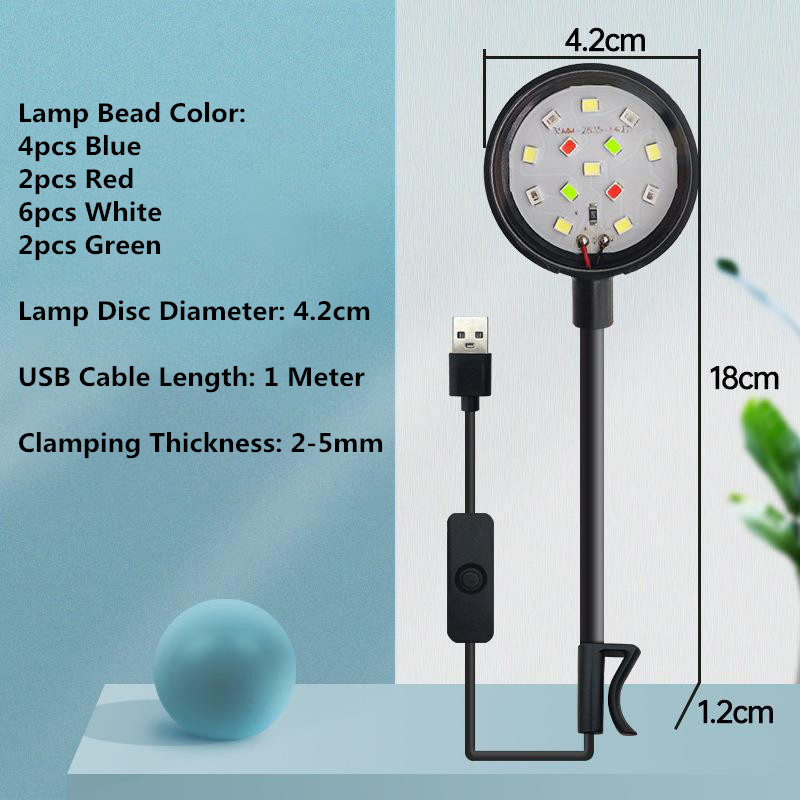 Luz LED USB para acuario, 3W, 5V, impermeable, iluminación para pecera, lámpara subacuática para peces, decoración de acuarios, lámpara para plantas, Mini luz para pecera: Negro