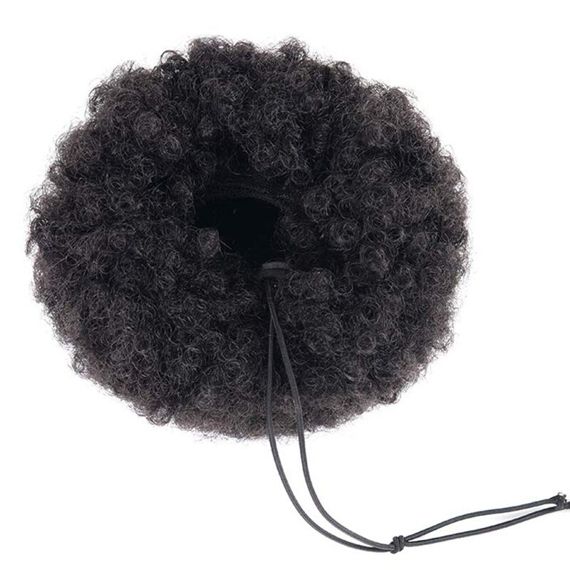 HOUYAN Short Kinky Curly Drawstring Bun Afro Black Red African American Bun Hair 1pc Synthetic Fluffy Curly Hair: 2