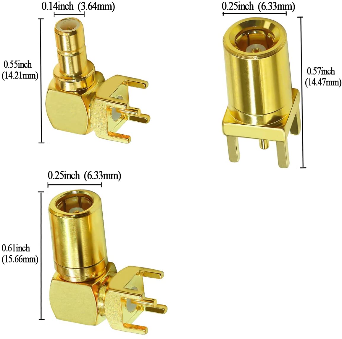 SMB PCB Mount Connector SMB Male Plug RF Coaxial Adapter SMB Female Jack Right Angle Solder PCB Panel 4 Pins 3Type/lot 2pcs/lot