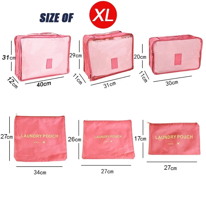 6-- delt stor reiseorganisator bærbar koffertorganisator klær sko sminkeveske bagasjeorganisator reiseoppbevaringsveske