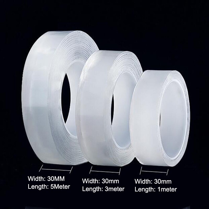 1-5M Double Sided Tape Removable Wall Adhesive Strips Washable Strong Sticky Mounting Tape Multipurpose Transparent Poster Tape: 1Meter