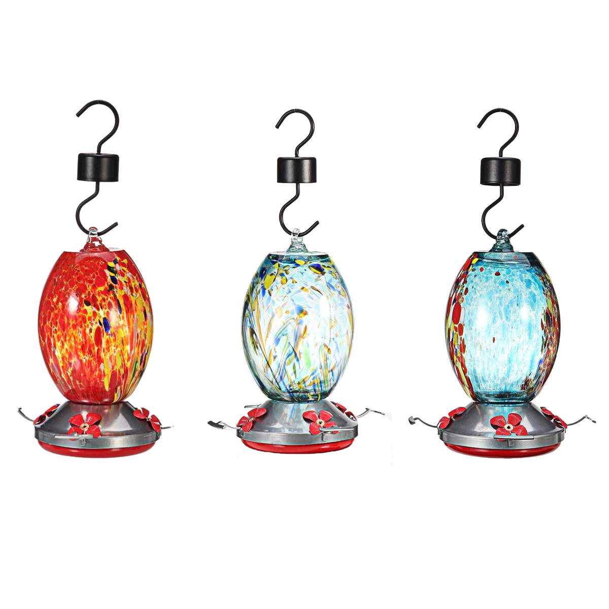 Bird Feeder Hummingbird Feeder Bird Perch For Outdoors Patio Hand Blown Glass Hummingbird Feeder