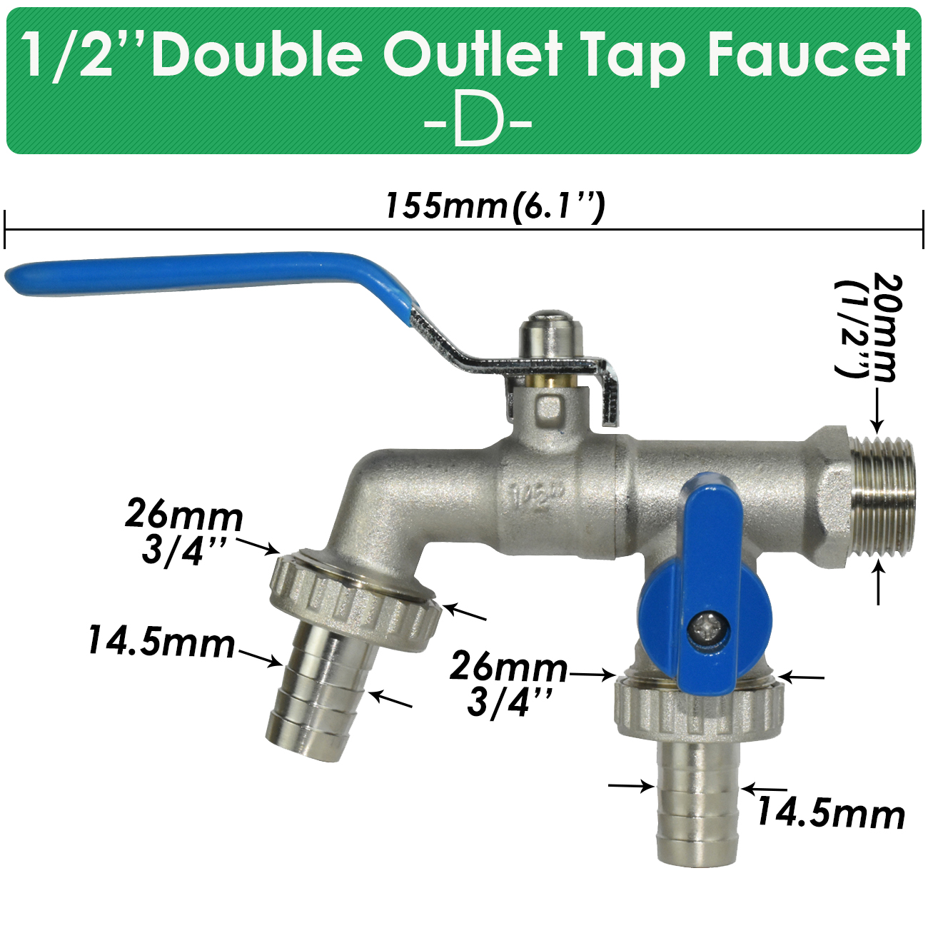 Garden 1/2'' IBC Water Tank Adapter Brass Tap Faucet Replacement Connector Joint 2-Way 1-Way Outdoor Irrigation Hose Ball Valve: WHITE