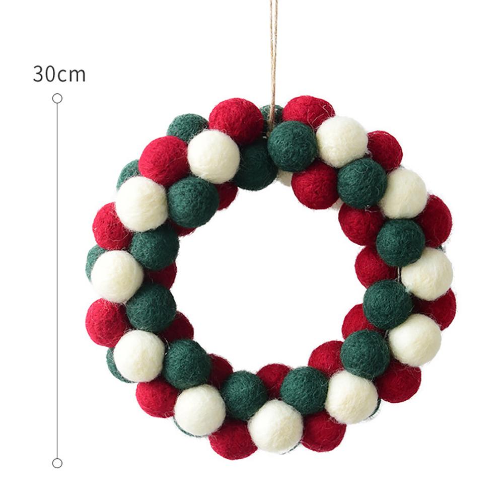 Ull filt jul krans dörr dekoration hängande prydnad mini julgran krans bordsskiva prydnad advent krans: Vit