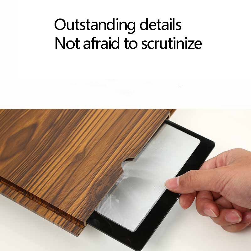 12-inch Wood Grain Screen Magnifier - HD Mobile Phone Video Amplifier with Stand