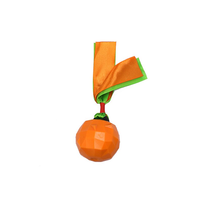 Pet hidden food toy cat dog fruit rubber toy kitten and puppy bite wear-resistant toy interactive throw dog toys pet supplies: Sounding Orange