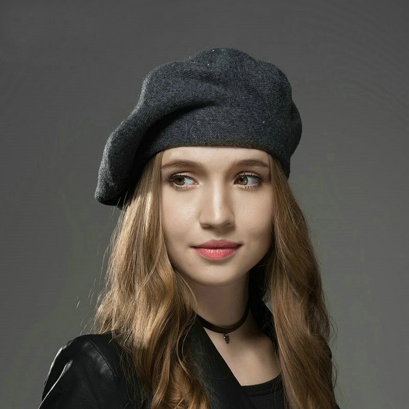 Boina de lana invierno para mujer, nueva prenda lana invierno, gorro para mujer, estilo francés, chanclas