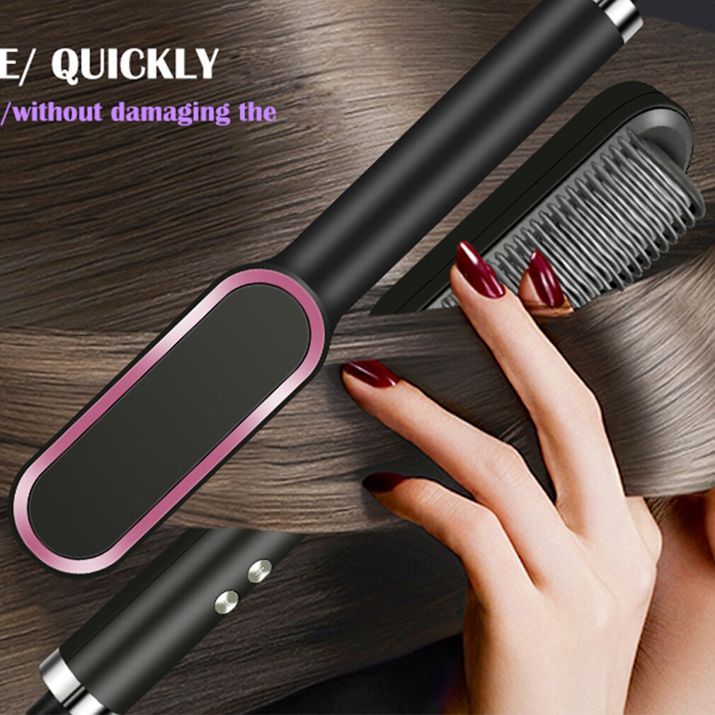 Multifunctional Hair Straightener Brush 2 In 1 Heating Hair Comb Brush Anti-Scald Iron Straightening Brush Styler Tools
