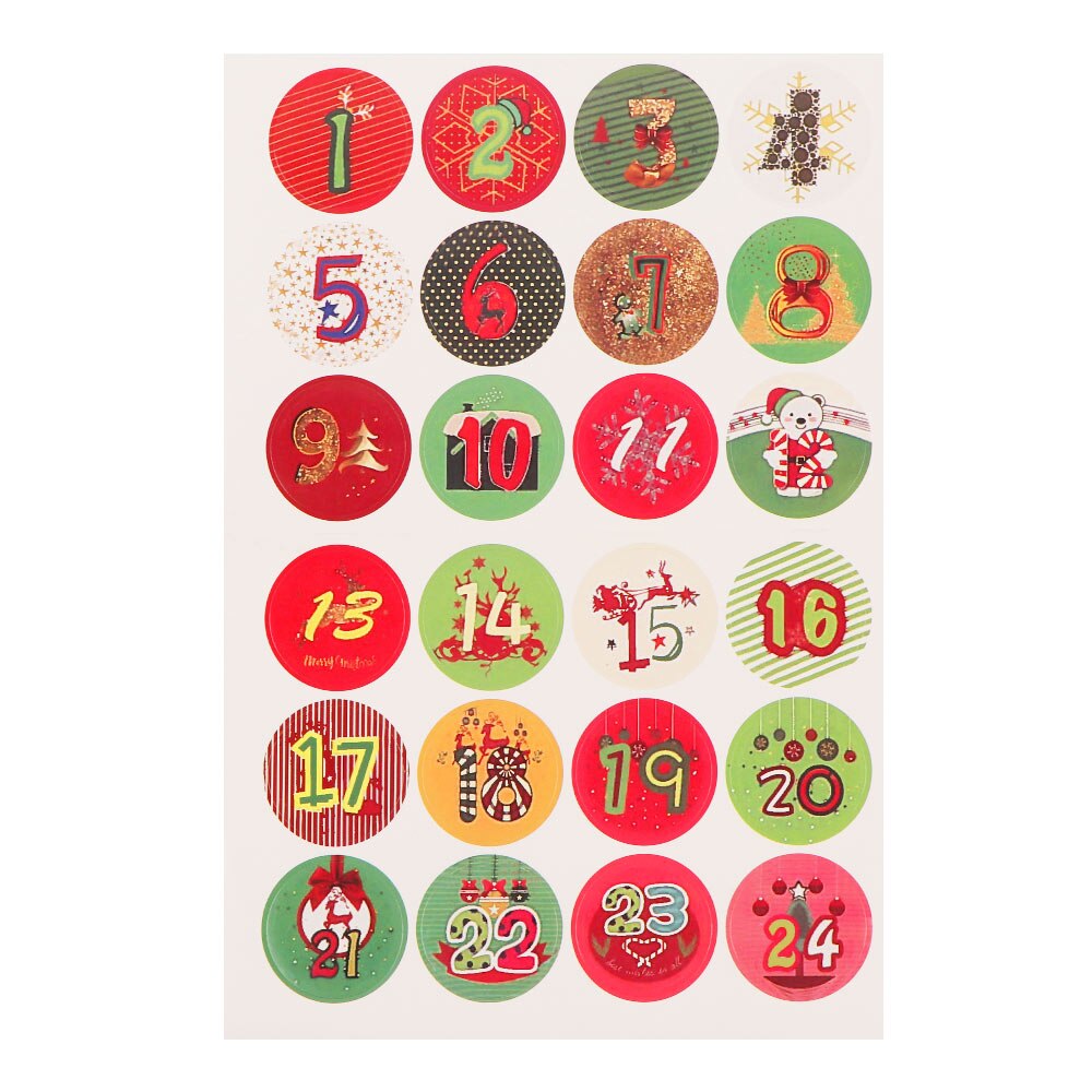 Merry Christmas Number Paper Stickers Advent Calendar Sticker Multi-Function DIY Packaging Cookie Sealing Label Decor: 12