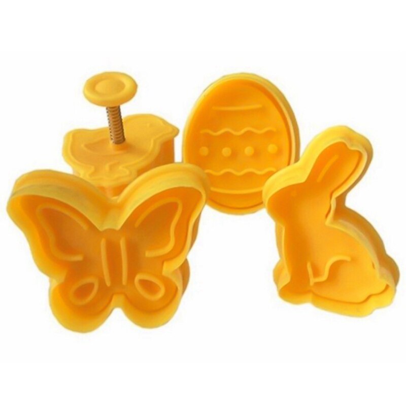 4 Stuks Cookie Stempel Biscuit Mold Vlinder Cookie Plunger Cutter Pasen Konijn Ei Chick Cookie Cutters Bakvorm