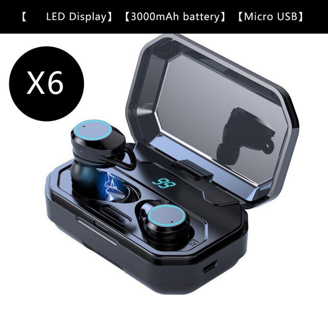 TWS G02 Bluetooth Kopfhörer V5.0 Drahtlose Kopfhörer 9D Stereo Musik IPX7 Wasserdichte Ohrhörer mit 3300mAh Lange Batterie Lebensdauer: 3000mah LED X6