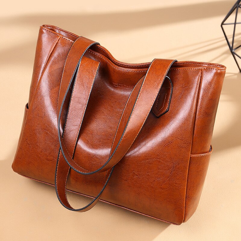 Tassen voor dames retro reliëf leren dames handtassen dames grote casual tote bag dames schoudertas sac a main femme: Bruin