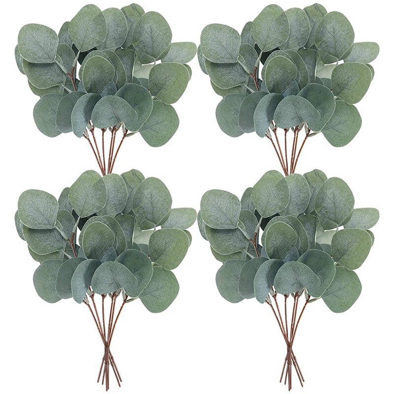 24Pcs Kunstmatige Eucalyptus Bladeren Stengels Faux Eucalyptus Greenery Plant Voor Boeket Vaas Filler Home Decor Bloemen: marine