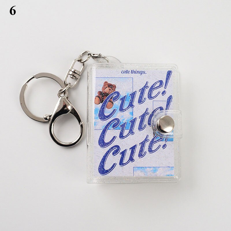1/2 Inch Photo Album Mini Photo Album with key chain photo Storage Book Mini Retro Photo Album PVC Transparent Shiny Photo Album: 6