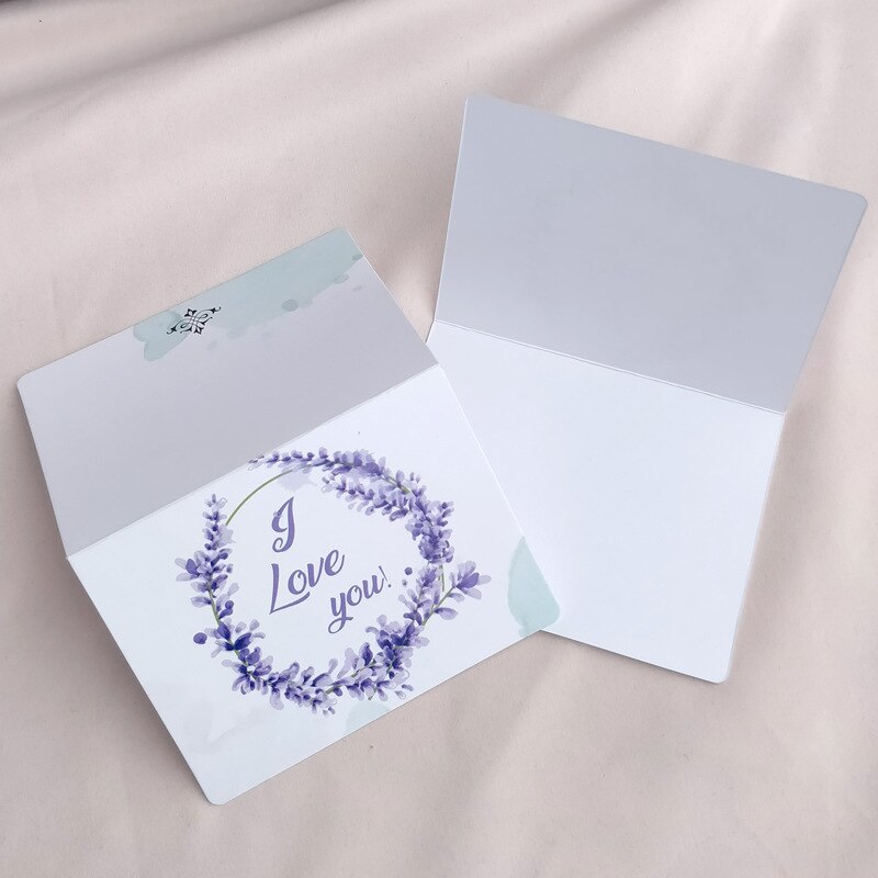50/100 stk blomster plante foldetype lykønskningskort takkekort bryllup fødselsdagsfest invitationer blomsterbutik tomme kort: Lavendel kærlighed / 50 stk