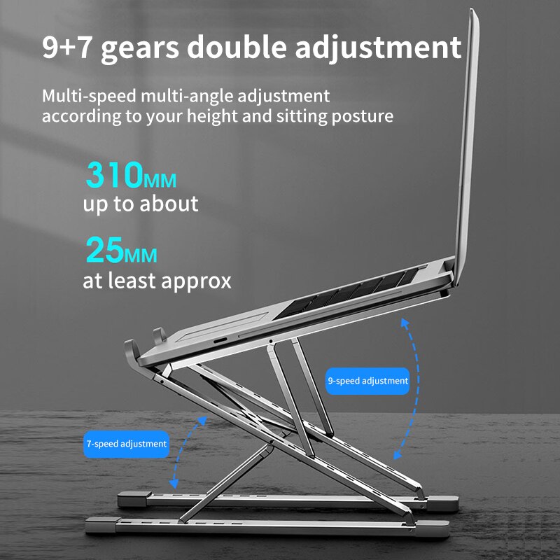 Bærbar stativ for macbook sammenleggbart justerbart aluminium datamaskin pc nettbrettstativ bærbar bord bærbar holder varmespredning