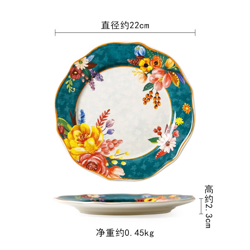 Tableware Ceramic Dinner Plate Set Dish 8 Inch Porcelain Cute Dessert Plate Dinnerware Glazed Chinese Color Western Food Plate: 8 inches-Green