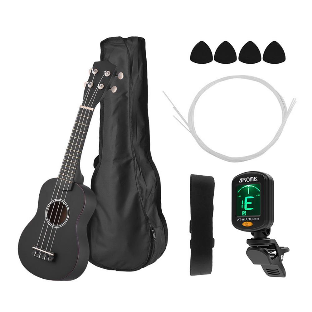 Muslady-Ukelele Soprano de madera de caoba, 21 pulgadas, con bolsa de transporte, sintonizador de cuerdas, púas de celuloide,: Basswood body B