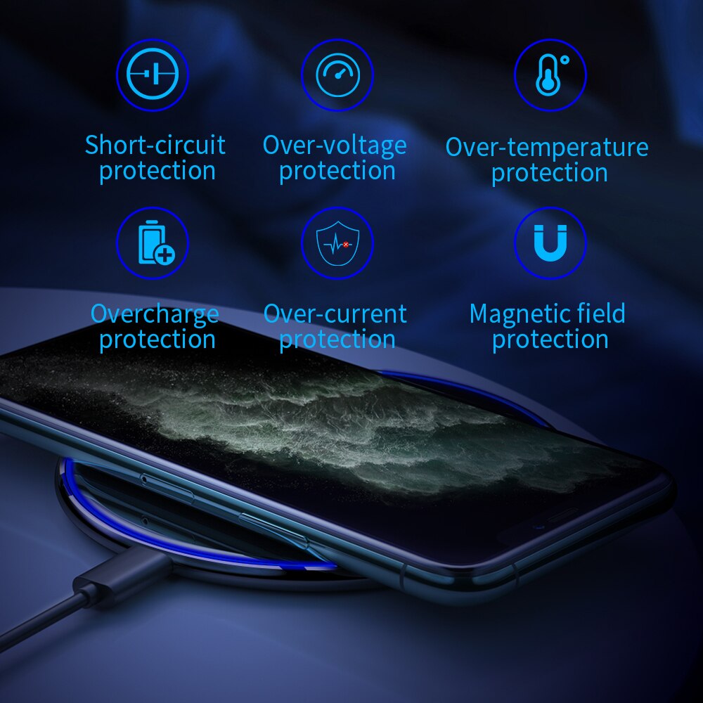 FDGAO 15W Fast Wireless Charger For Samsung Galaxy S21 S10 S9 Qi Induction Charging Pad for iPhone 13 12 11 Pro XS Max XR 8 Plus