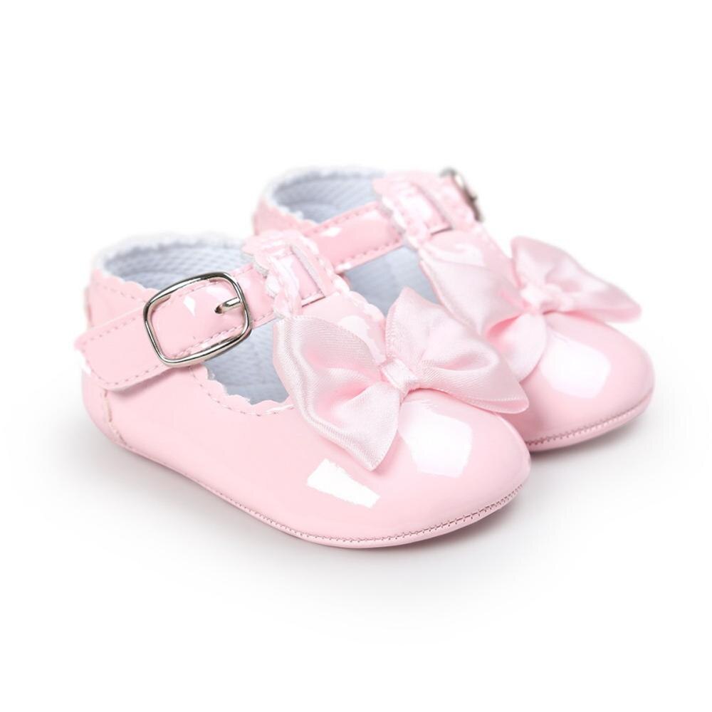 Baby Meisje Schoenen Spiegel Lente Baby Girl Eerste Wandelaars Mooie Pu Schoenen Prinses Antislip Baby Zachte Schoenen: Roze / 0-6 months