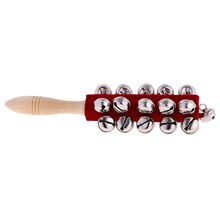 Wooden Stick Jingle Bell Hand Shake Rattle Hand Percussion for KTV Play Toy
