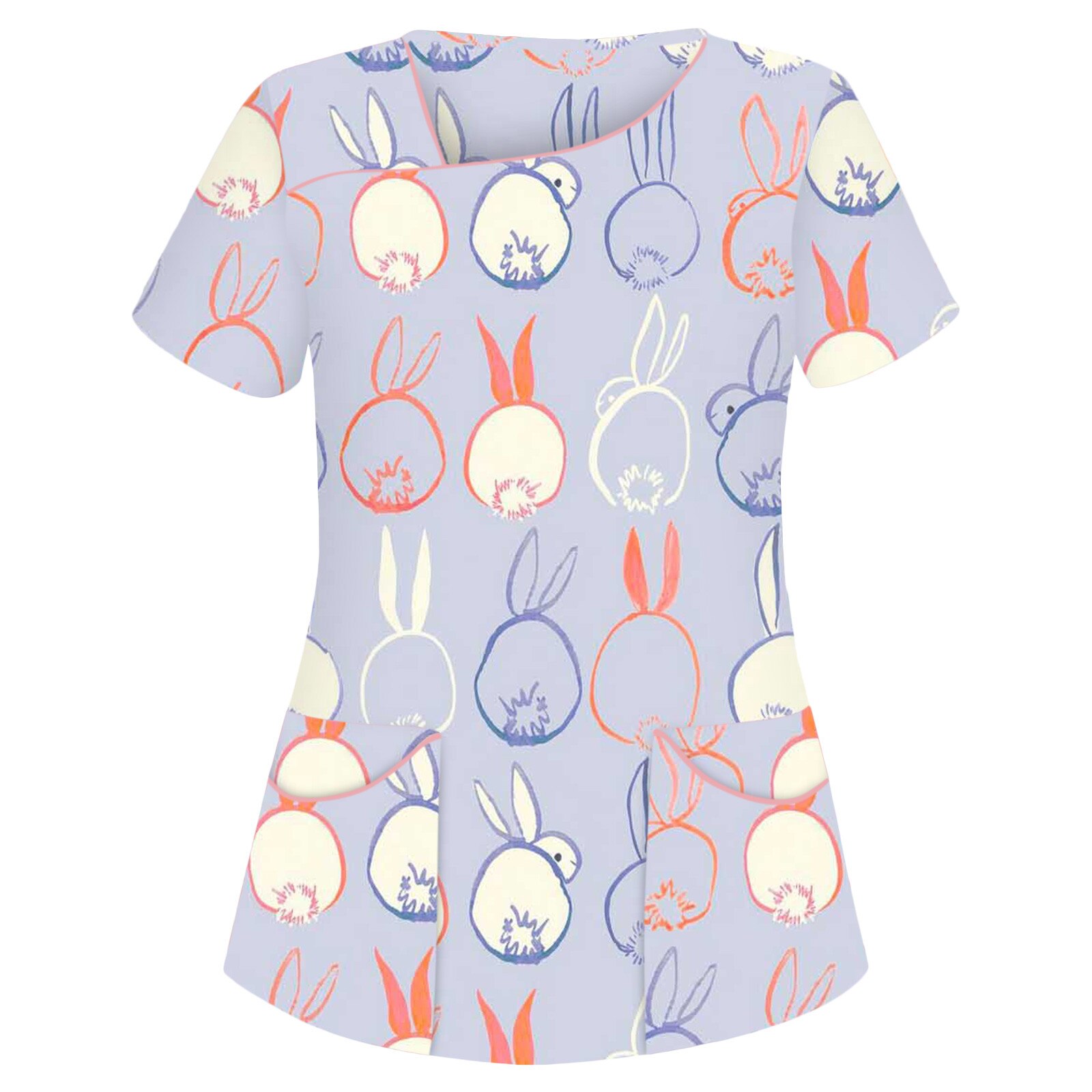 Elasticity polyester Body Nurse Uniform for Women Short Sleeve Neck Tops Working Uniform Nursing Scrubs Tops