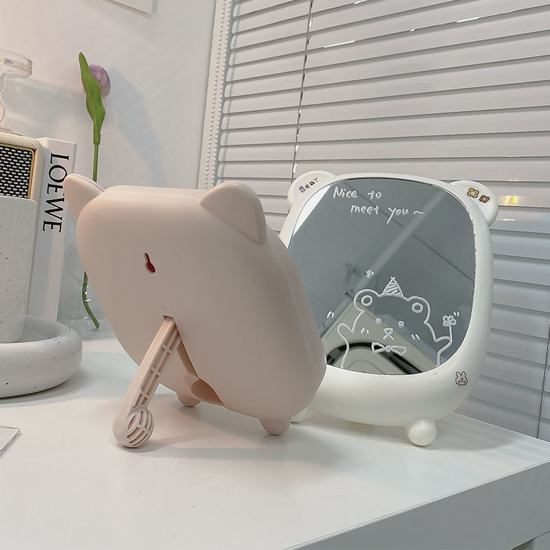 Ins-Espejo de maquillaje con forma de oso para chica, accesorio decorativo para dormitorio de estudiantes, escritorio, princesa